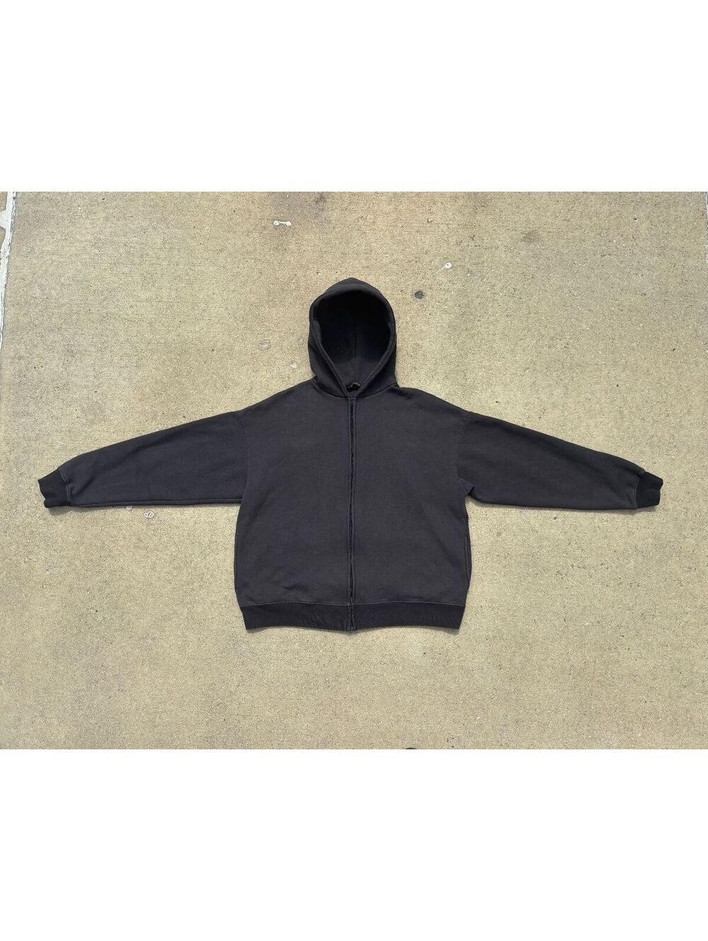 Kanye Yeezy Season 6 Faded Black Heavyweight Zip-Up Hoodie